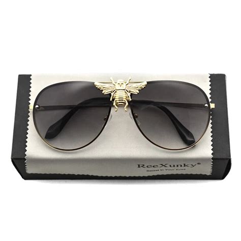 gucci pilot sunglasses gold|Gucci sunglasses with bumble bee.